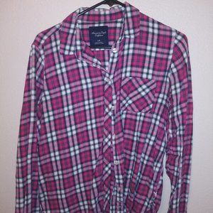 Pink Purple Plaid Shirt